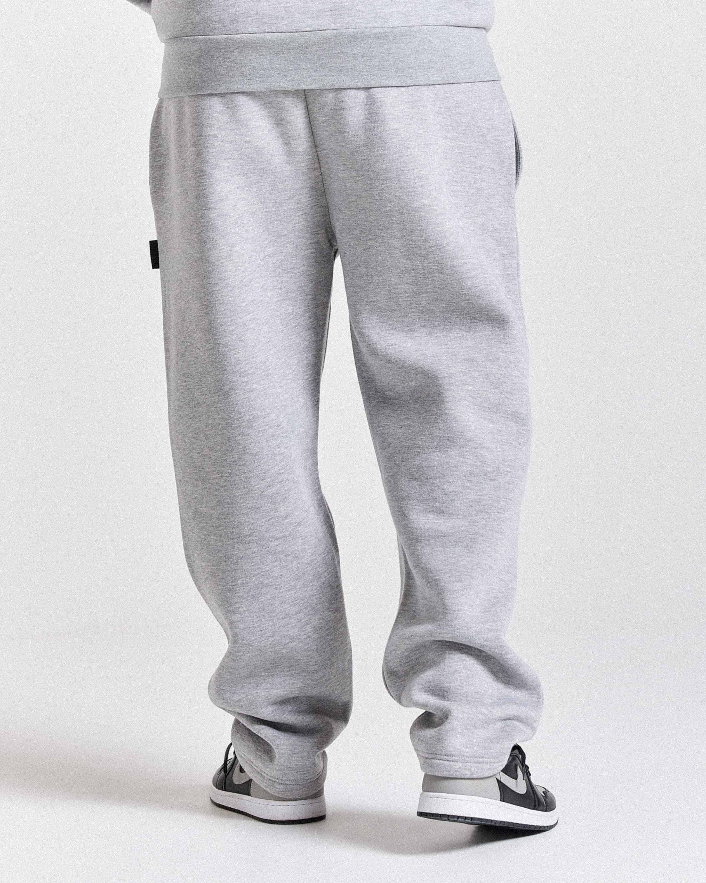 Varsite Oversized Wide Leg Joggers - Grey/White - Image 5