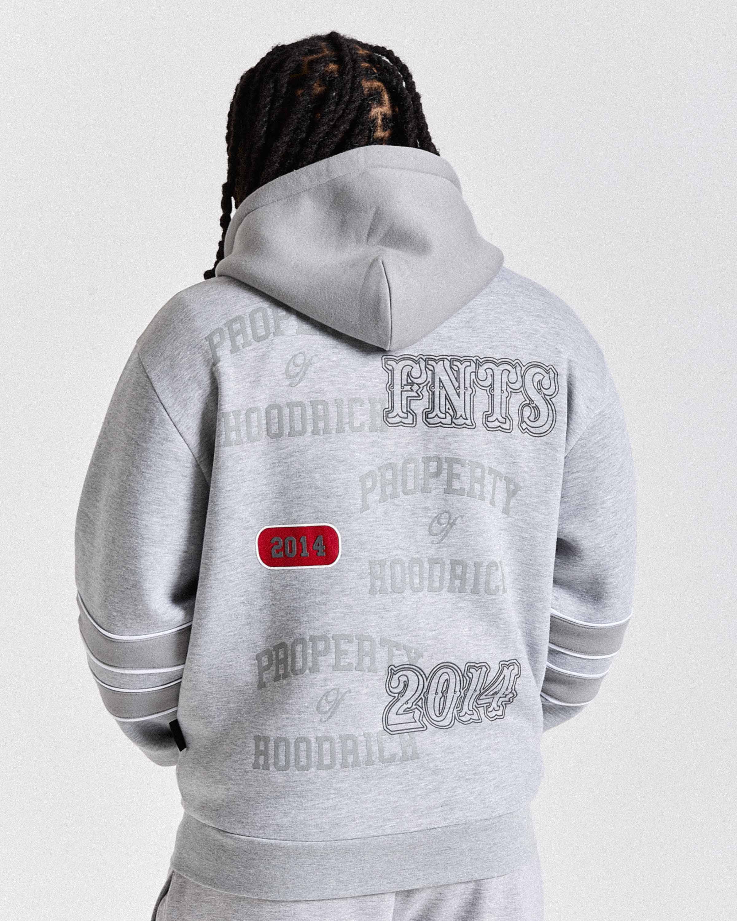 Varsite Oversized Zip Hoodie - Grey/White - Image 2