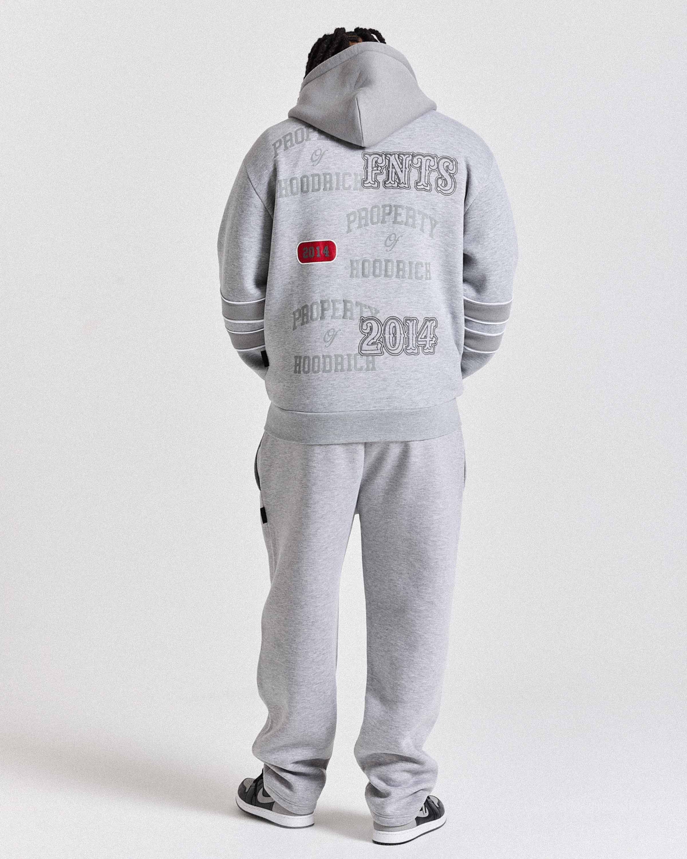 Varsite Oversized Zip Hoodie - Grey/White - Image 4