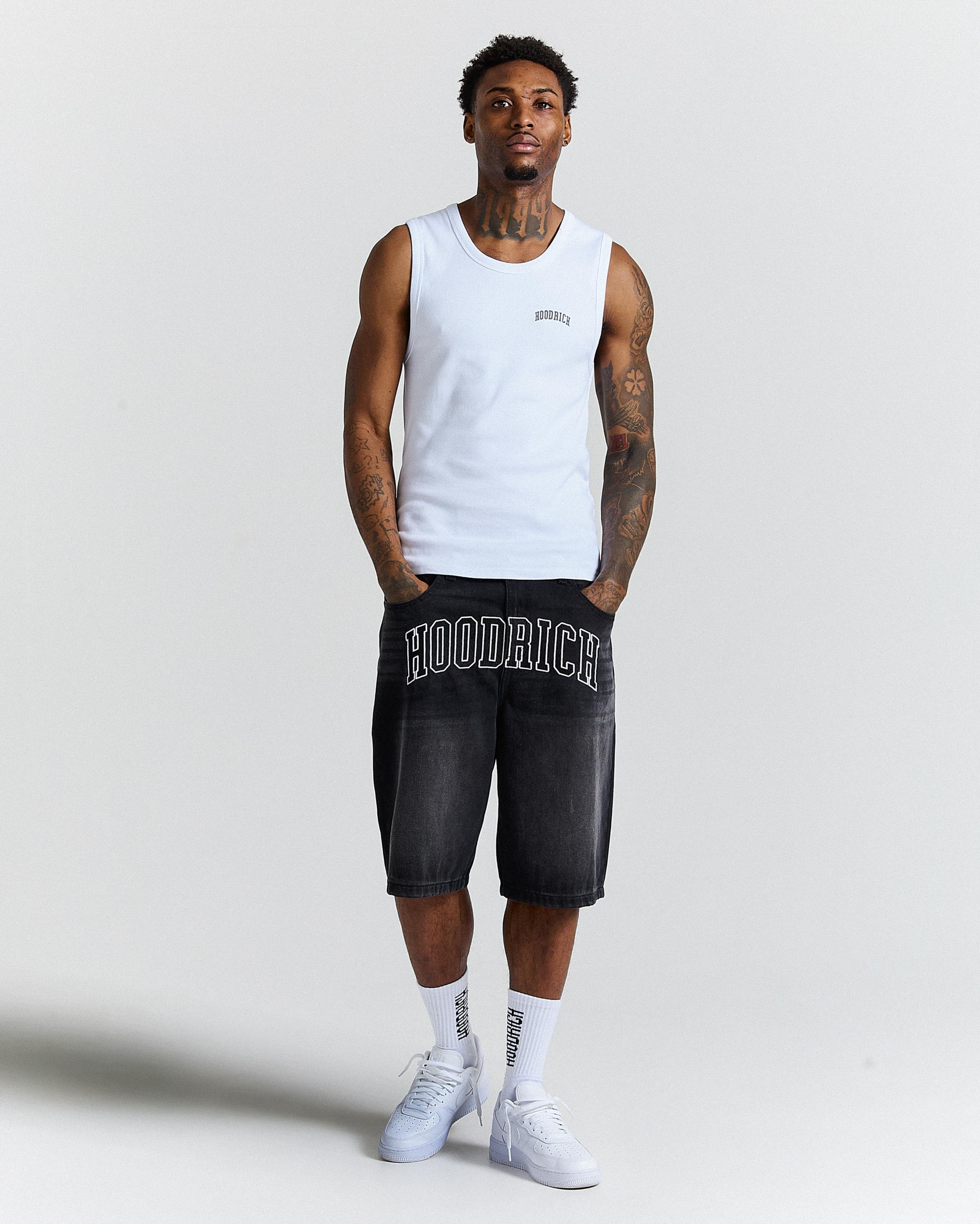 Varsite Ribbed Vest - White/Grey - Image 3