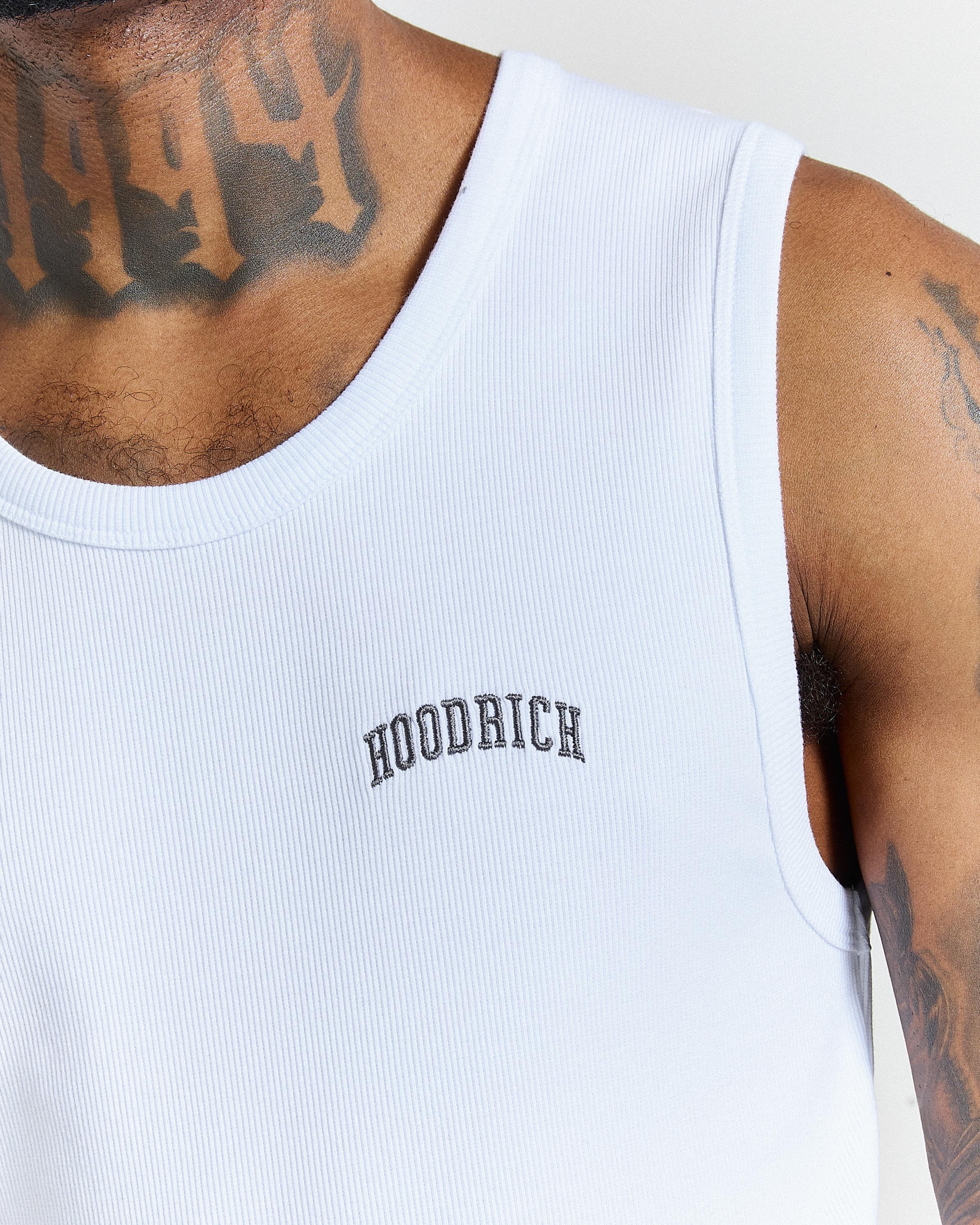 Varsite Ribbed Vest - White/Grey - Image 4