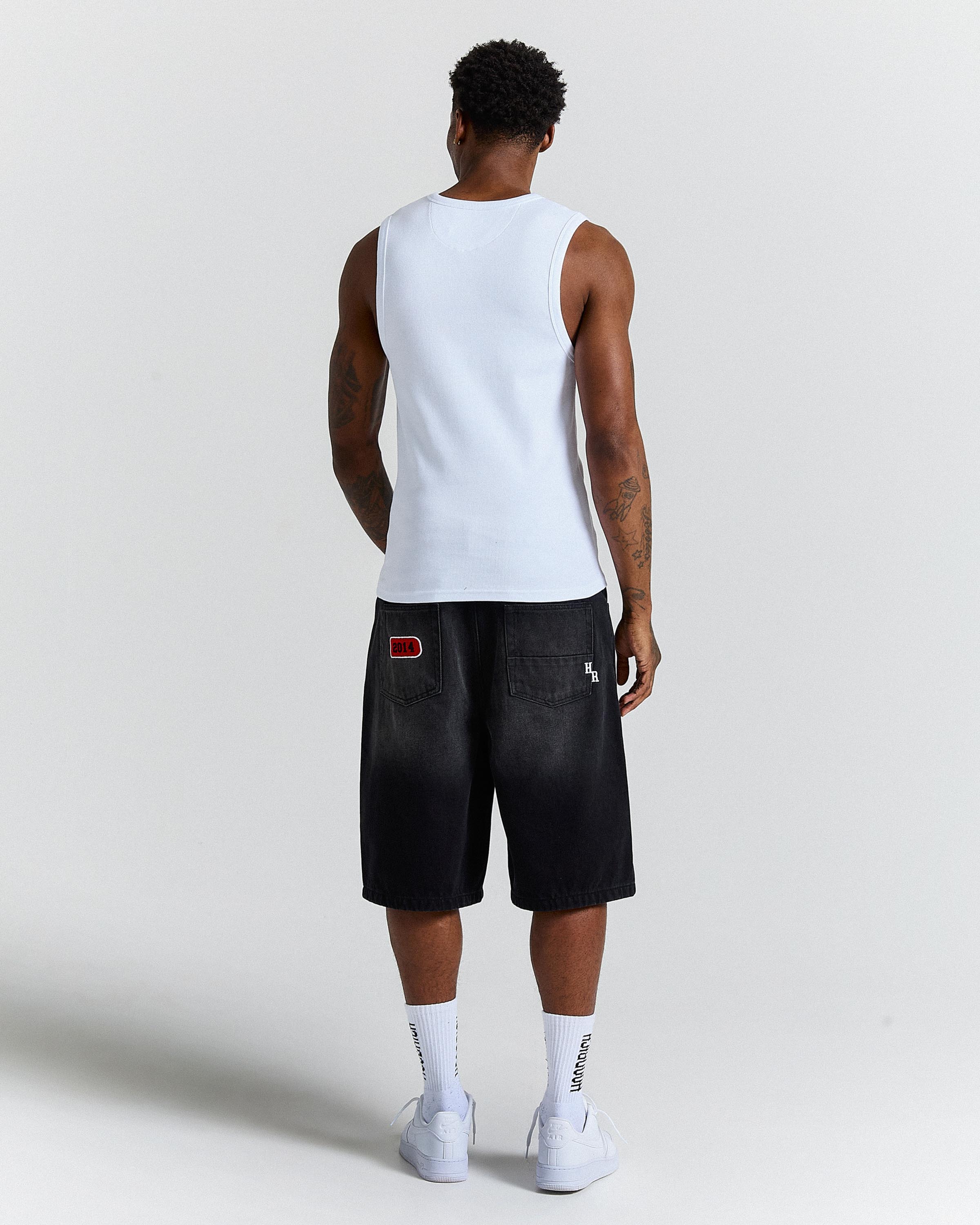 Varsite Ribbed Vest - White/Grey - Image 5