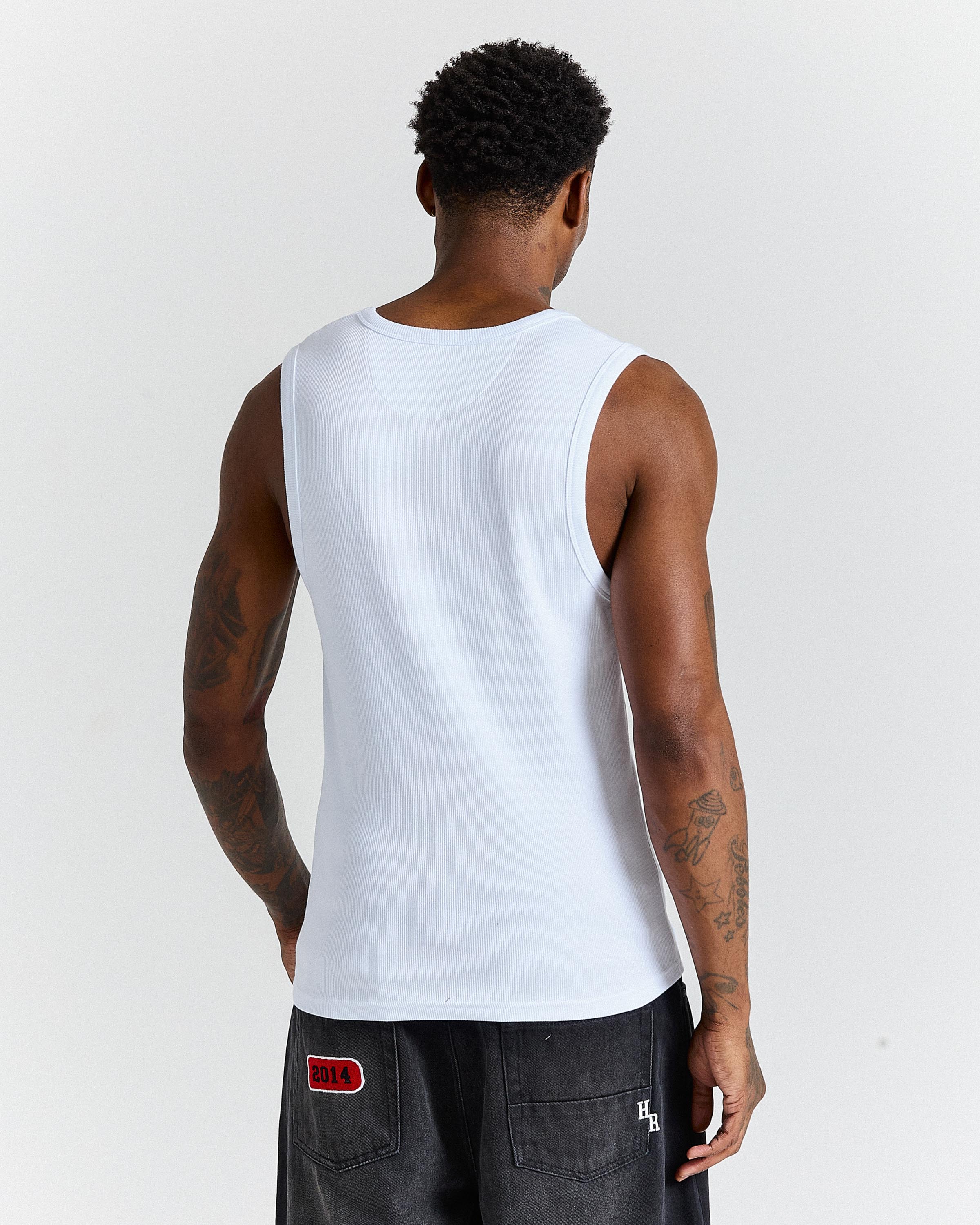 Varsite Ribbed Vest - White/Grey - Image 6