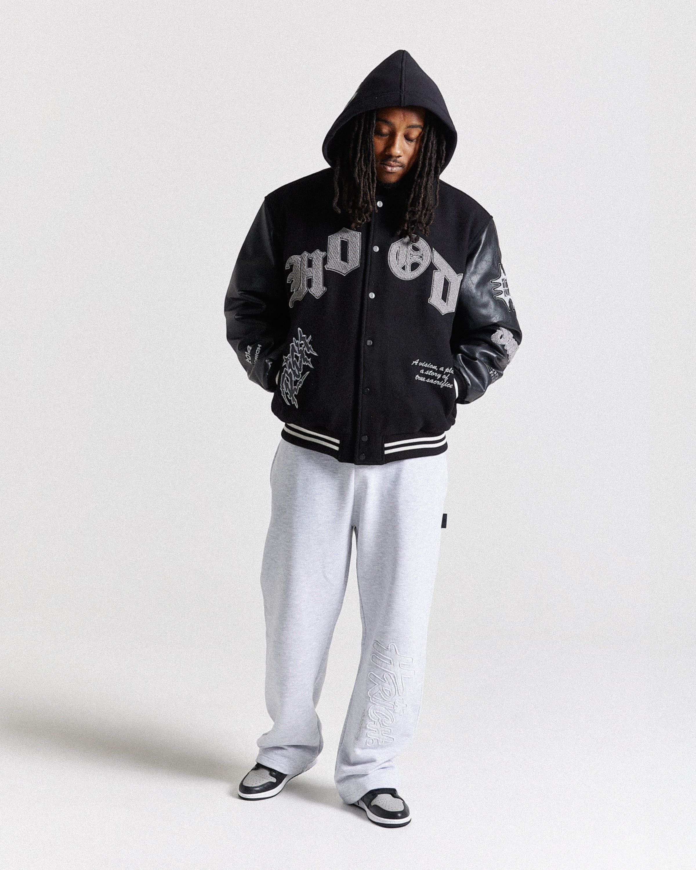 Vertigo Varsity Jacket - Black/Grey - Image 3