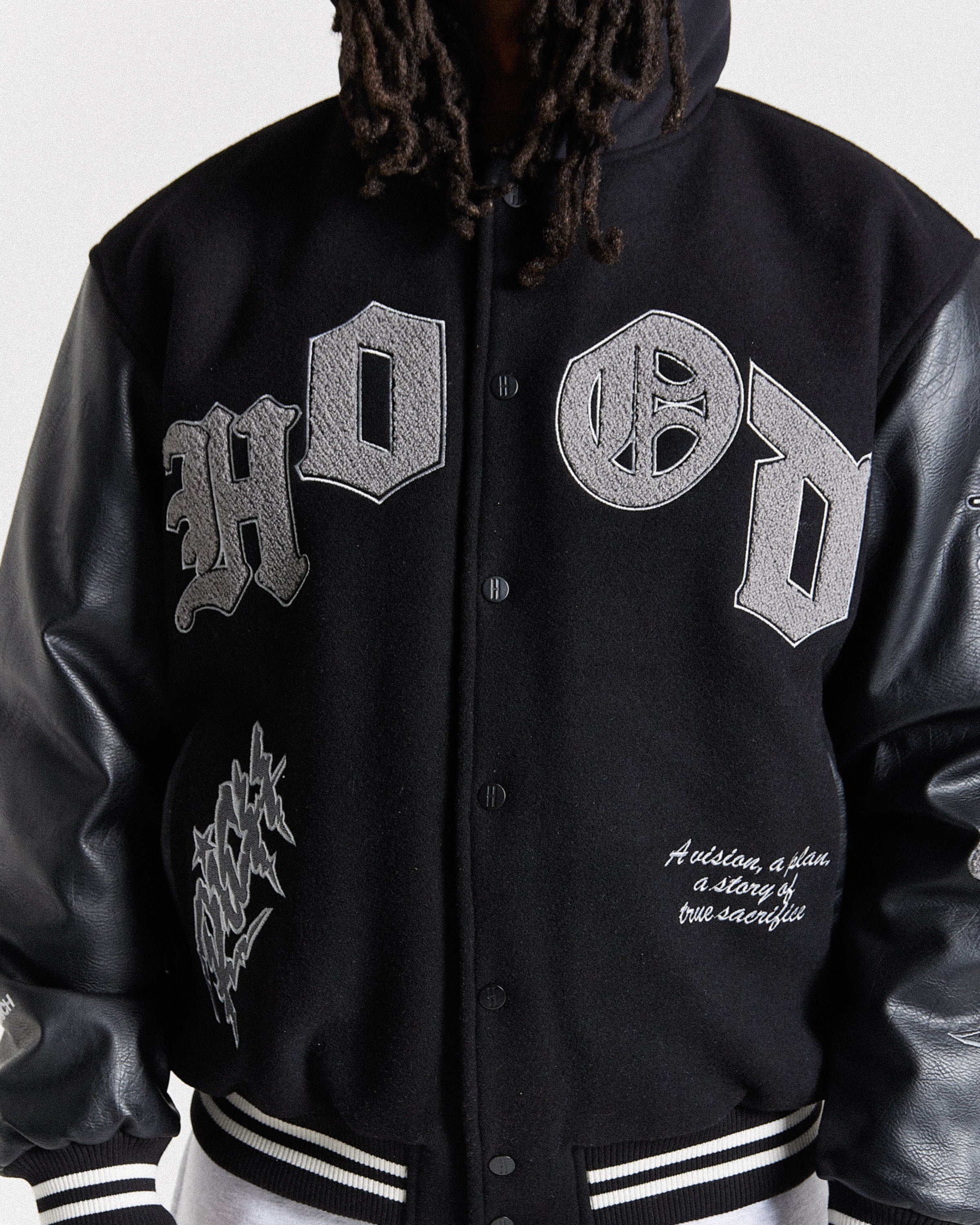 Vertigo Varsity Jacket - Black/Grey - Image 5