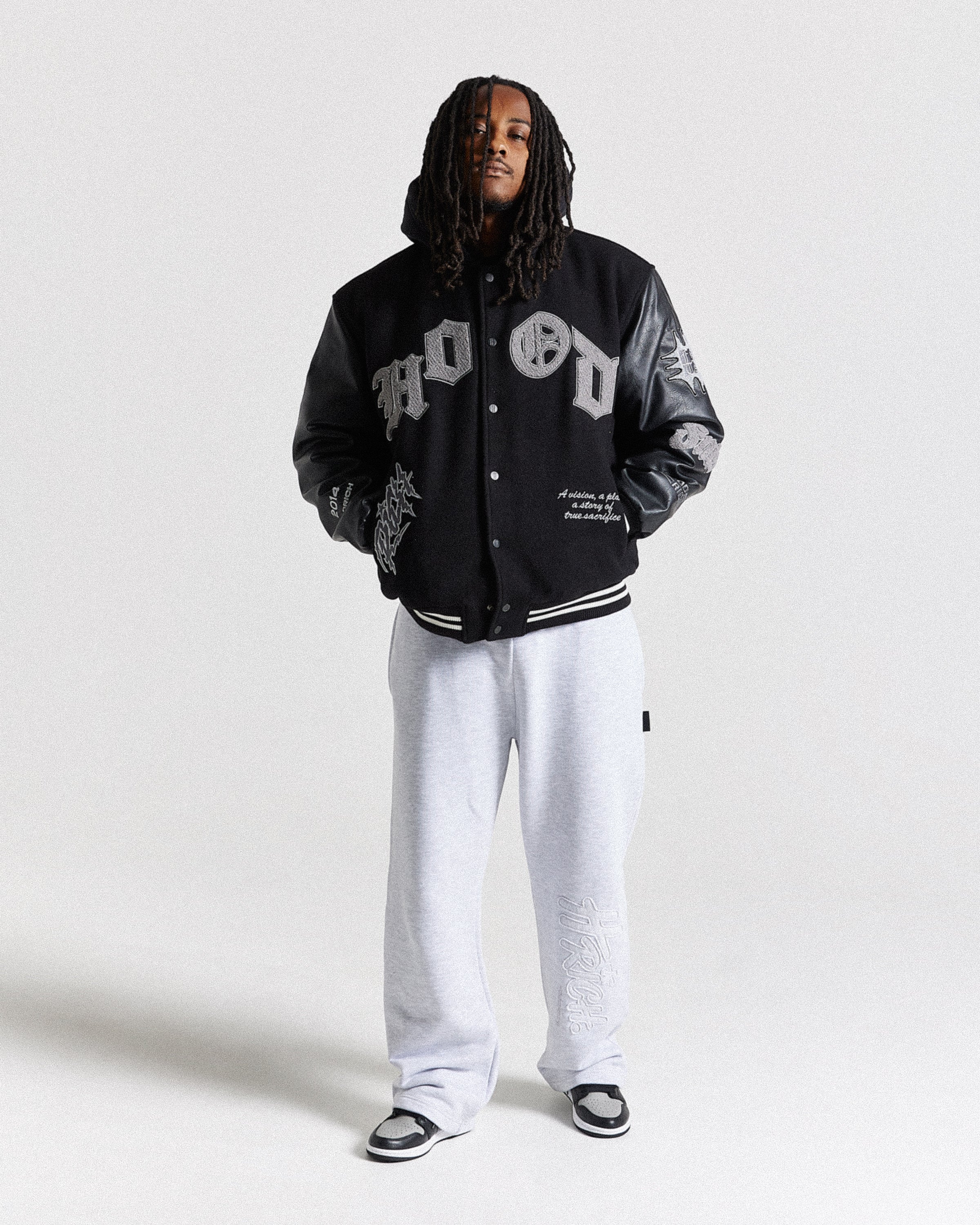 Vertigo Varsity Jacket - Black/Grey - Image 6