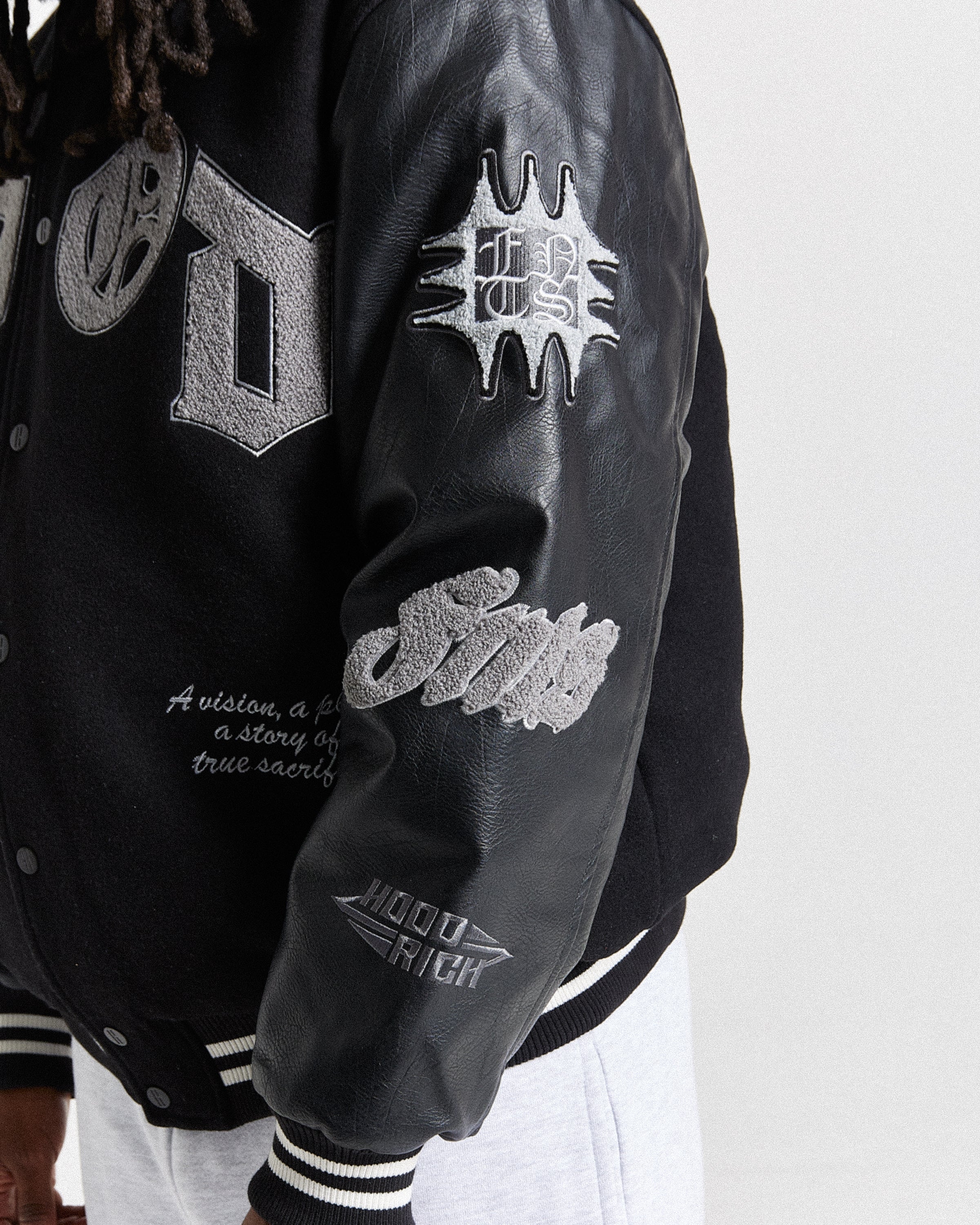 Vertigo Varsity Jacket - Black/Grey - Image 8