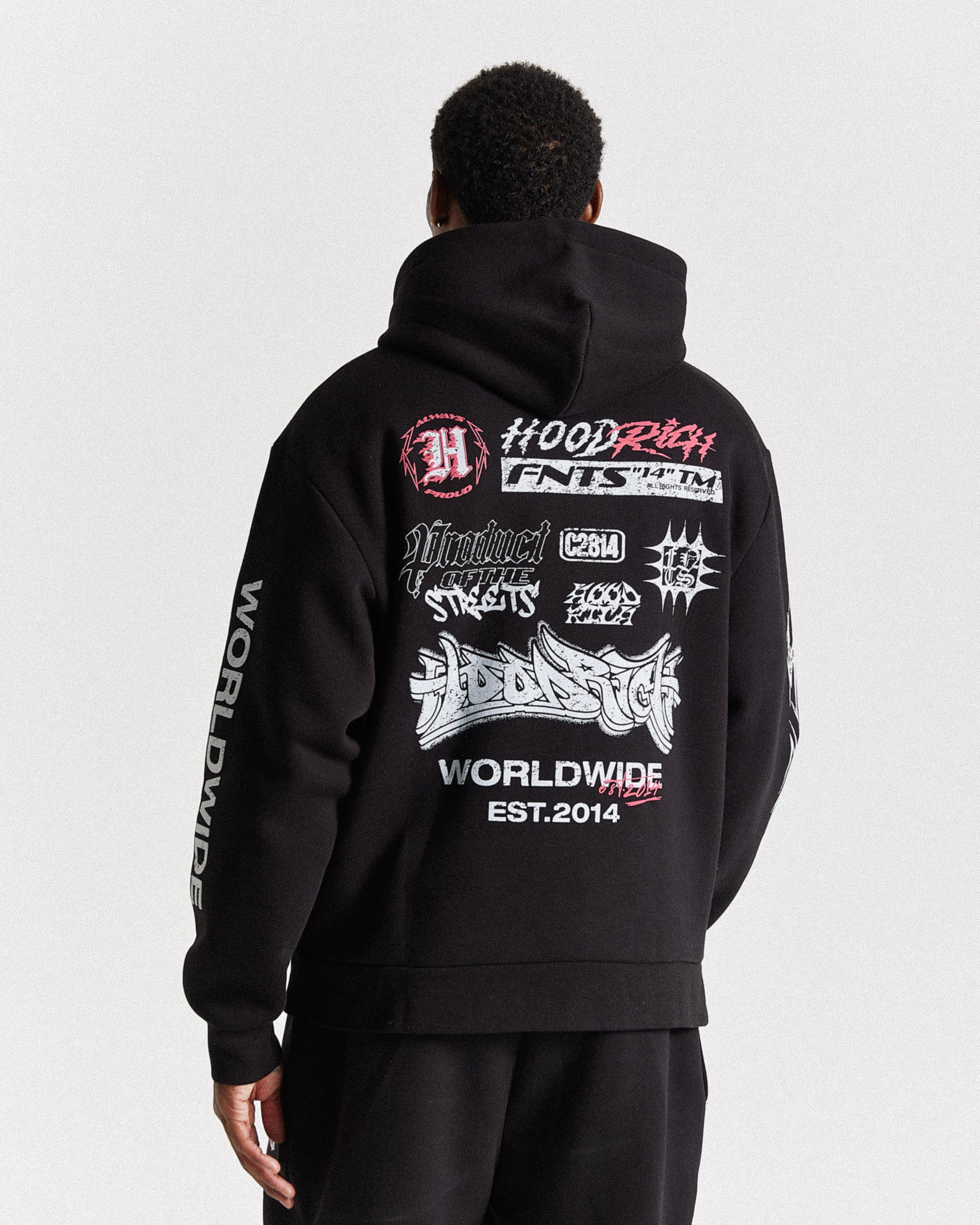 Vertigo Oversized Hoodie - Black/Grey/Pink - Image 2