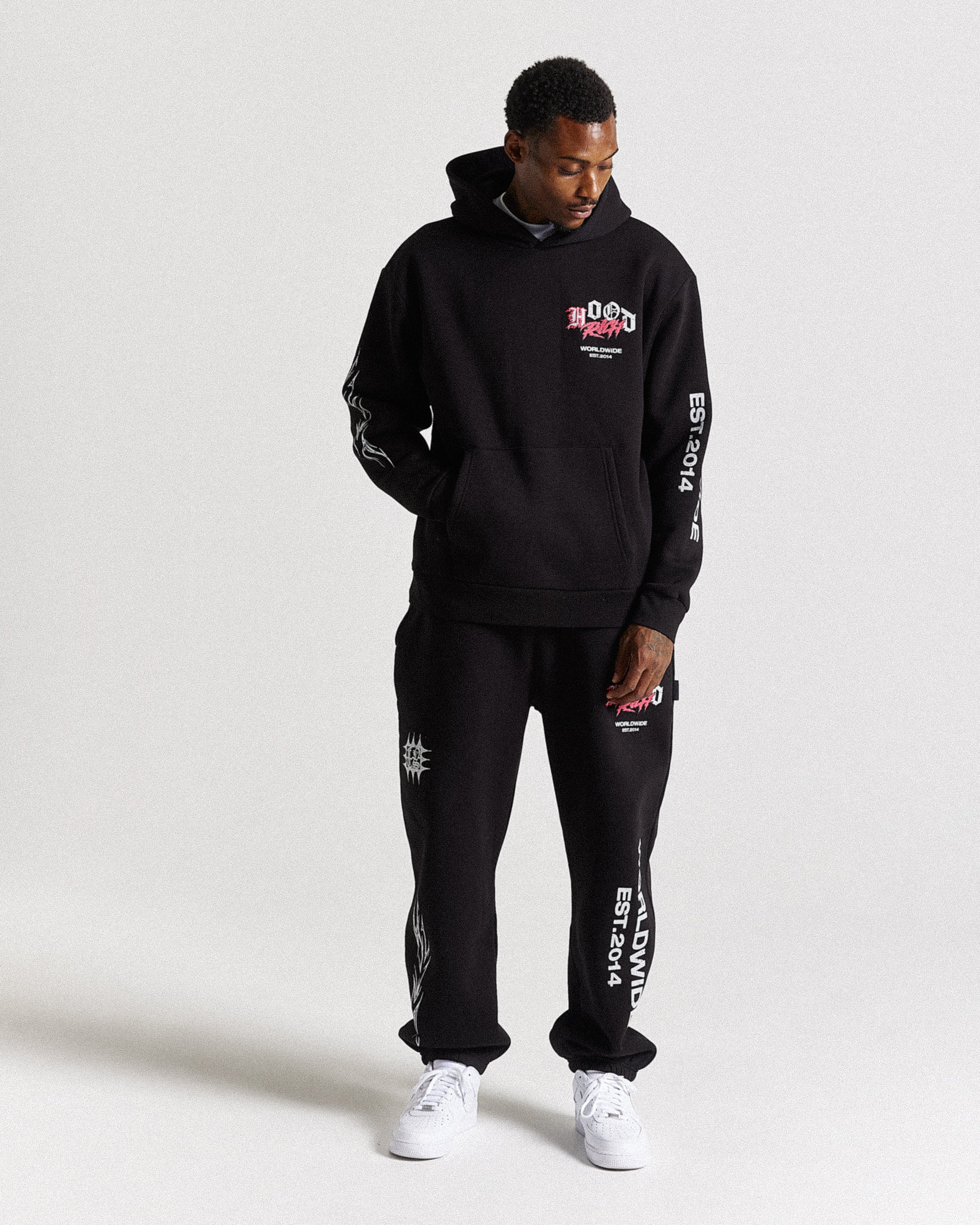 Vertigo Oversized Hoodie - Black/Grey/Pink - Image 3