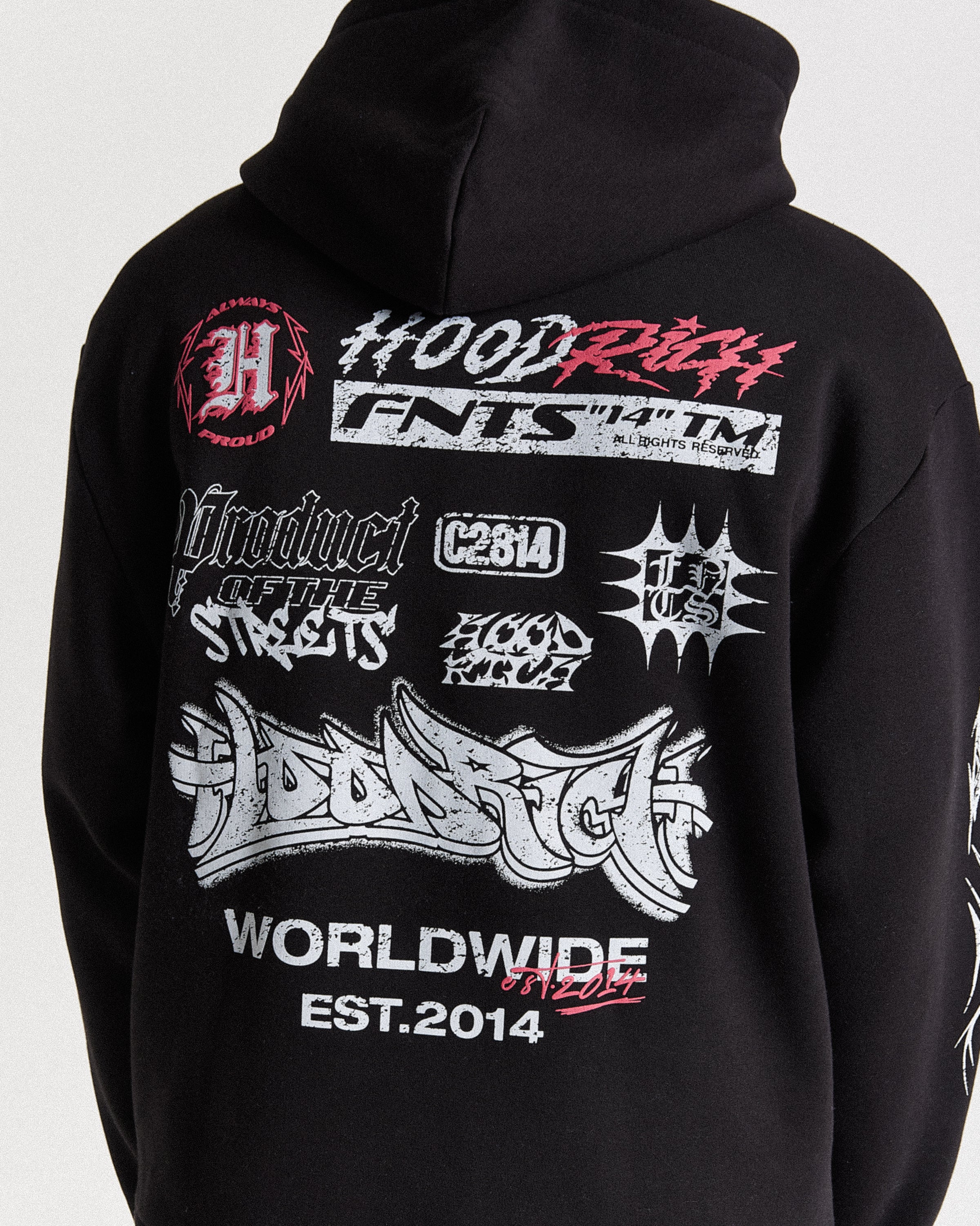 Vertigo Oversized Hoodie - Black/Grey/Pink - Image 7