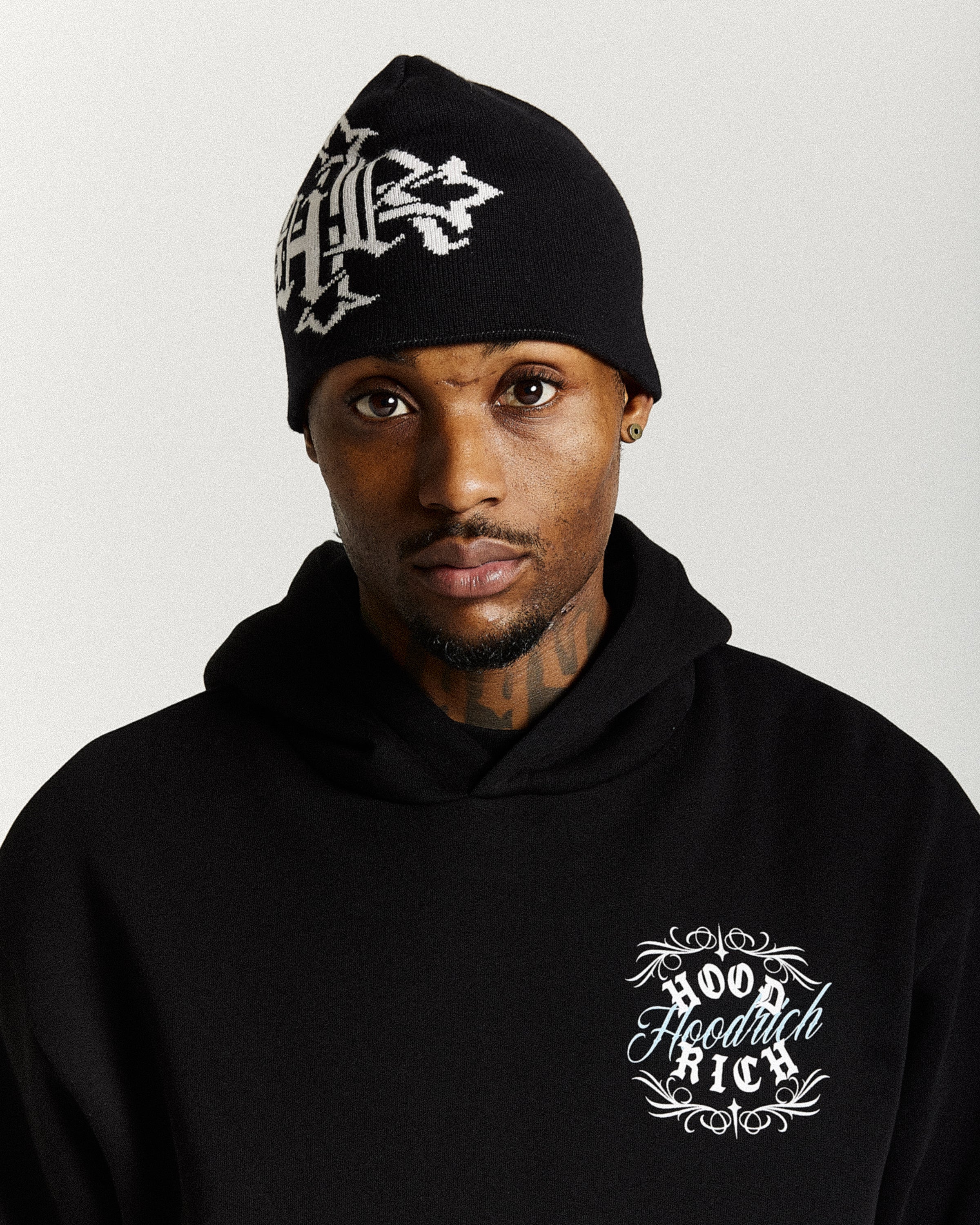 Virtux Skull Knit Beanie - Black/Grey - Image 7