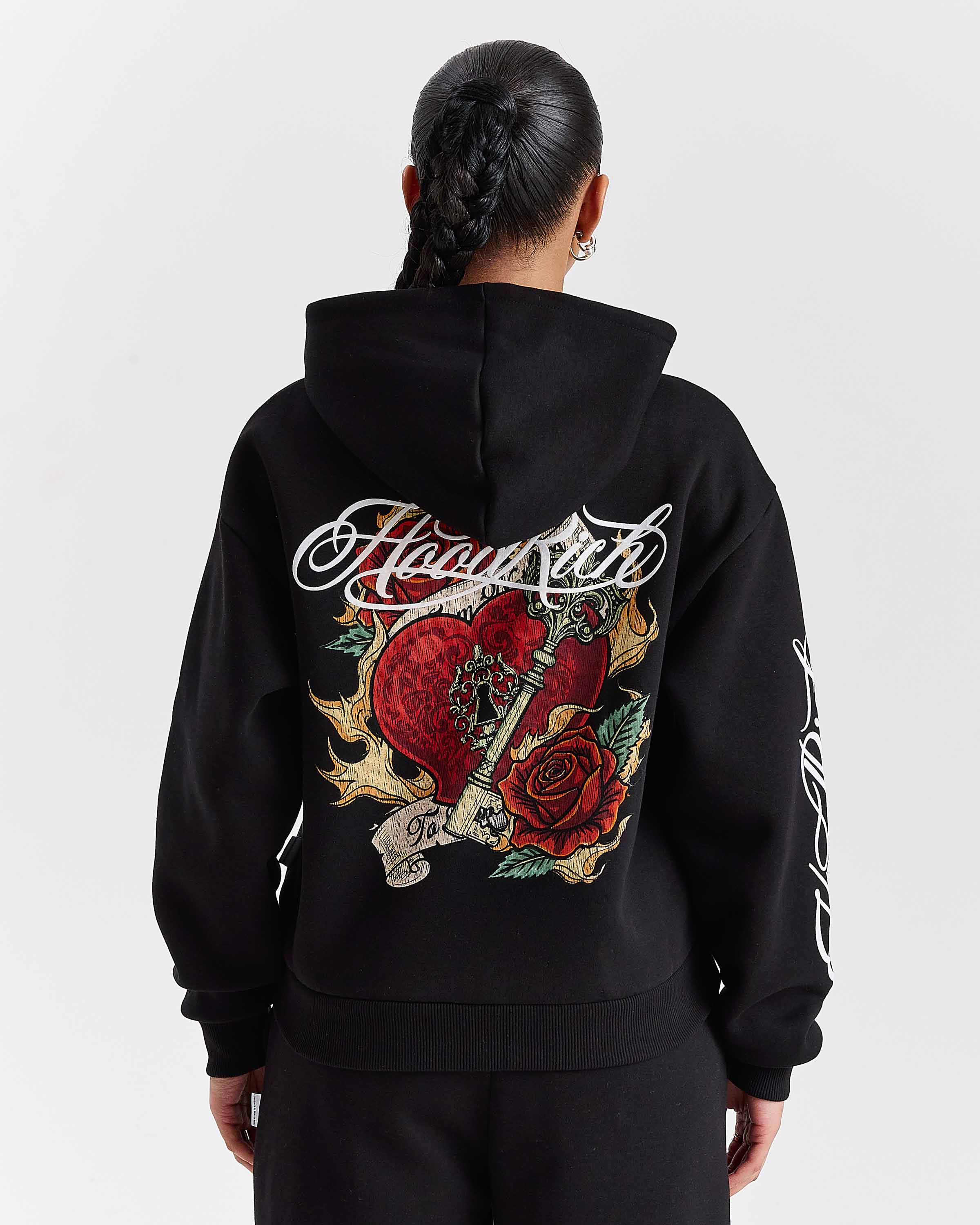 Vox Mid Length Zip Hoodie - Black/Red - Image 4