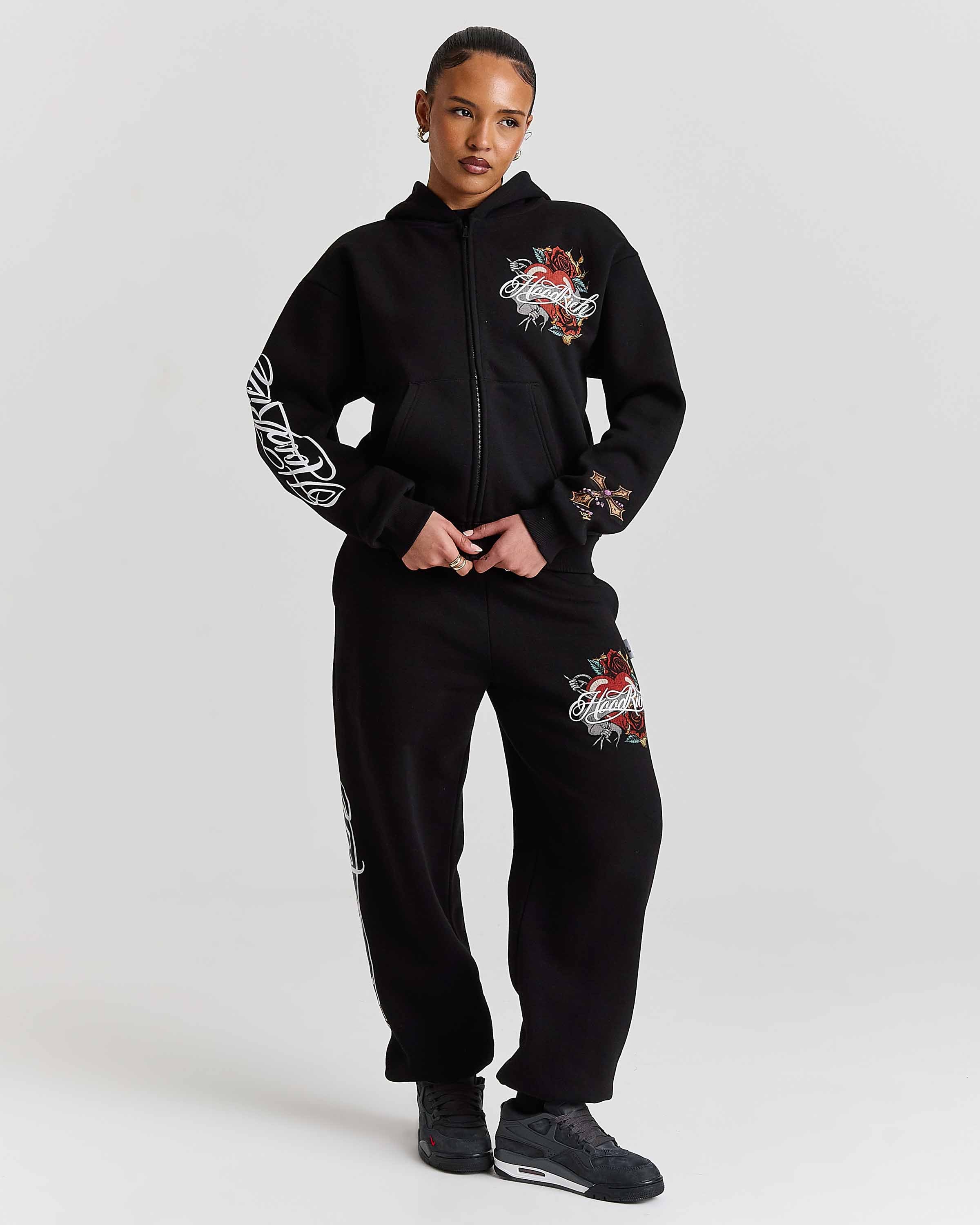 Vox Mid Length Zip Hoodie - Black/Red - Image 8