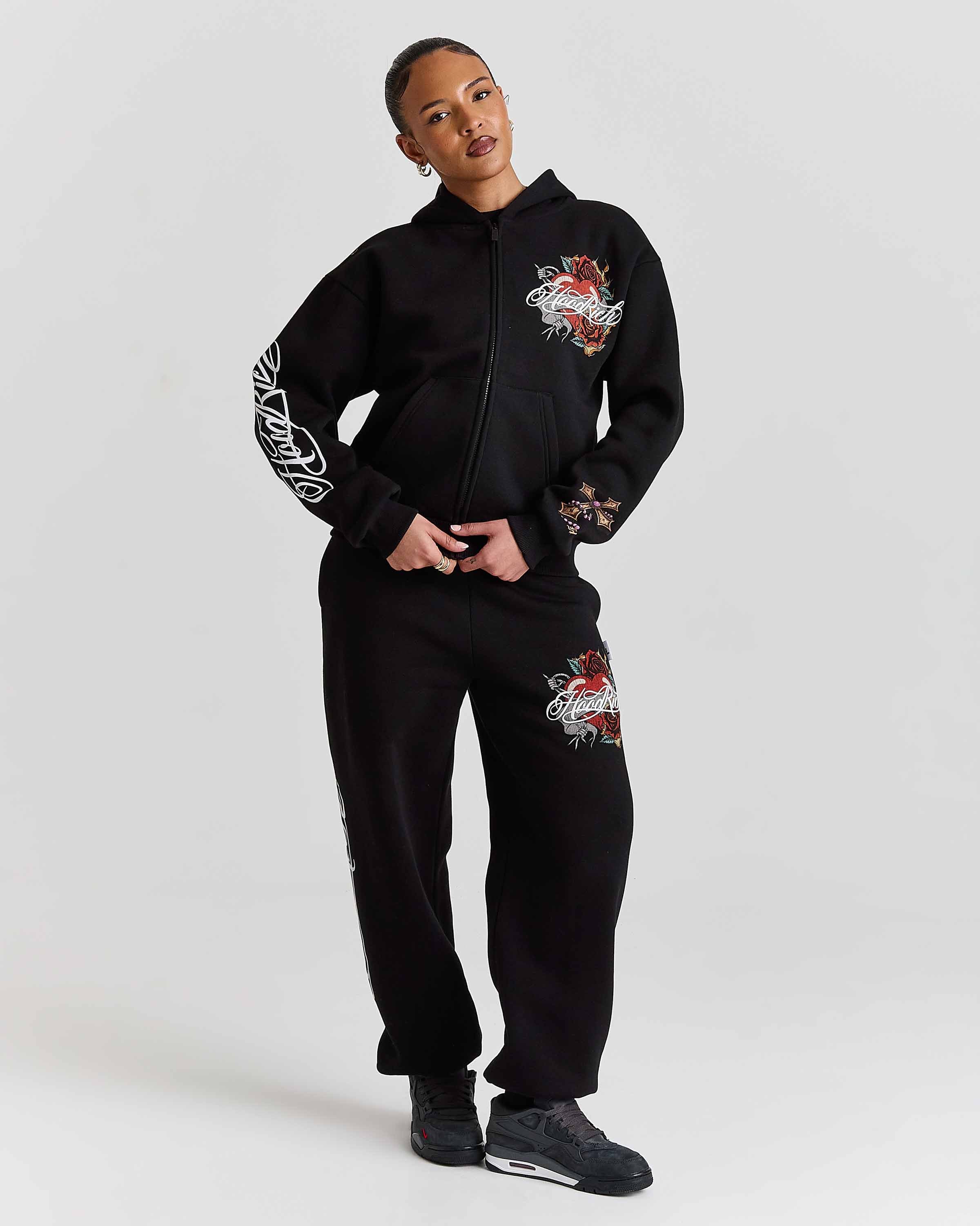 Vox Mid Length Zip Hoodie - Black/Red - Image 9