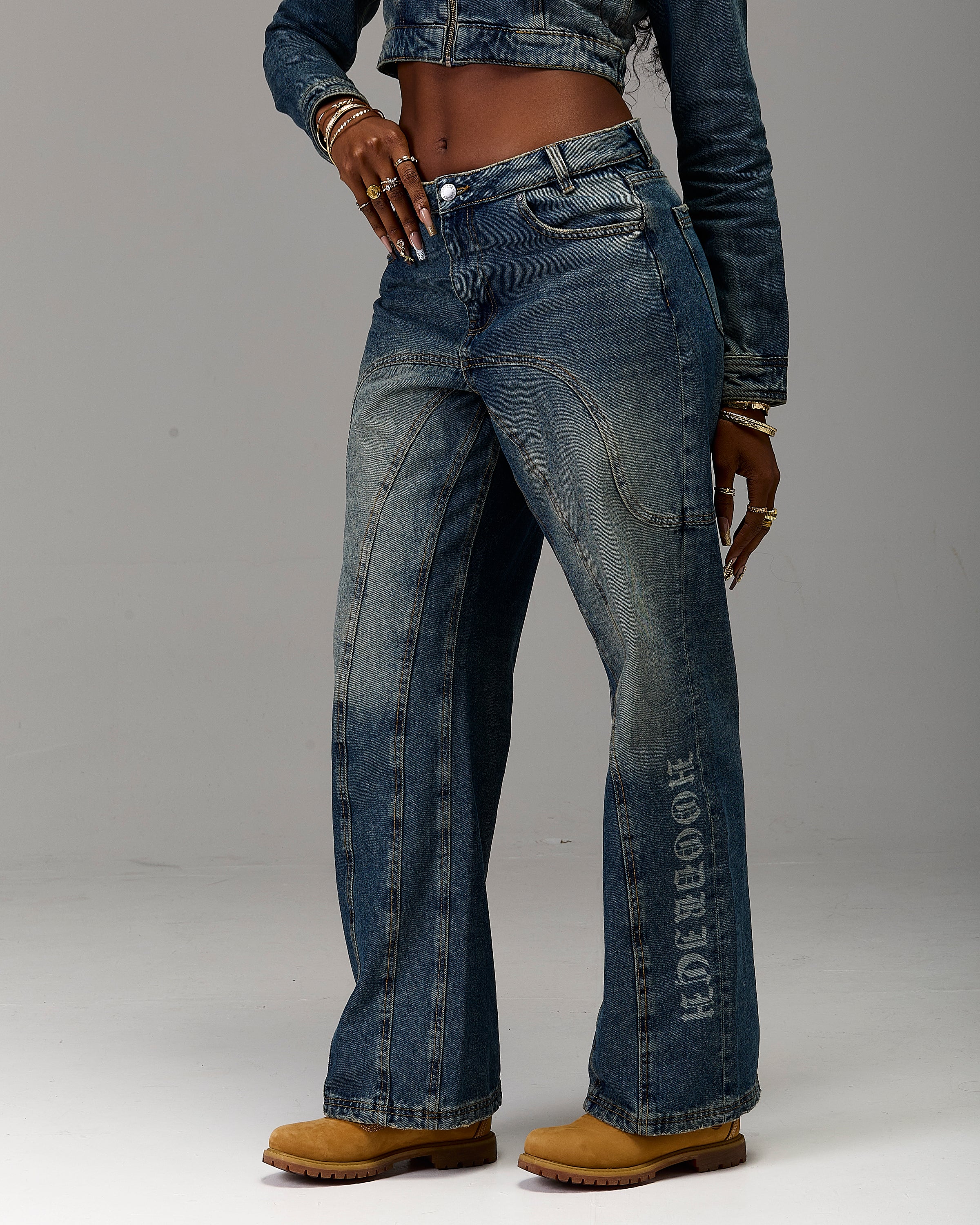The Winner's Circle Snowdrift Wide Leg Jeans - Dirty Wash - Image 7