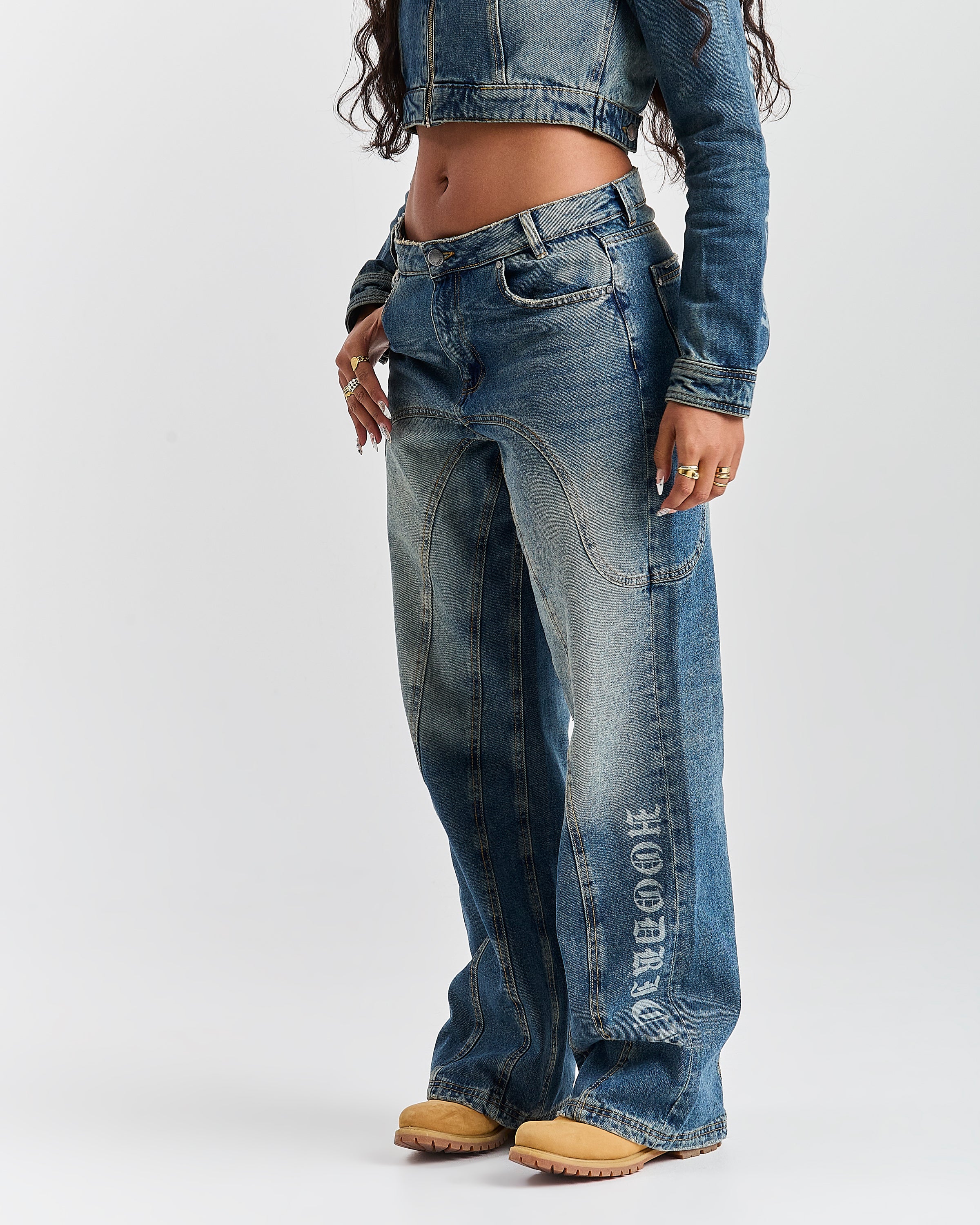 The Winner's Circle Snowdrift Wide Leg Jeans - Dirty Wash - Image 9