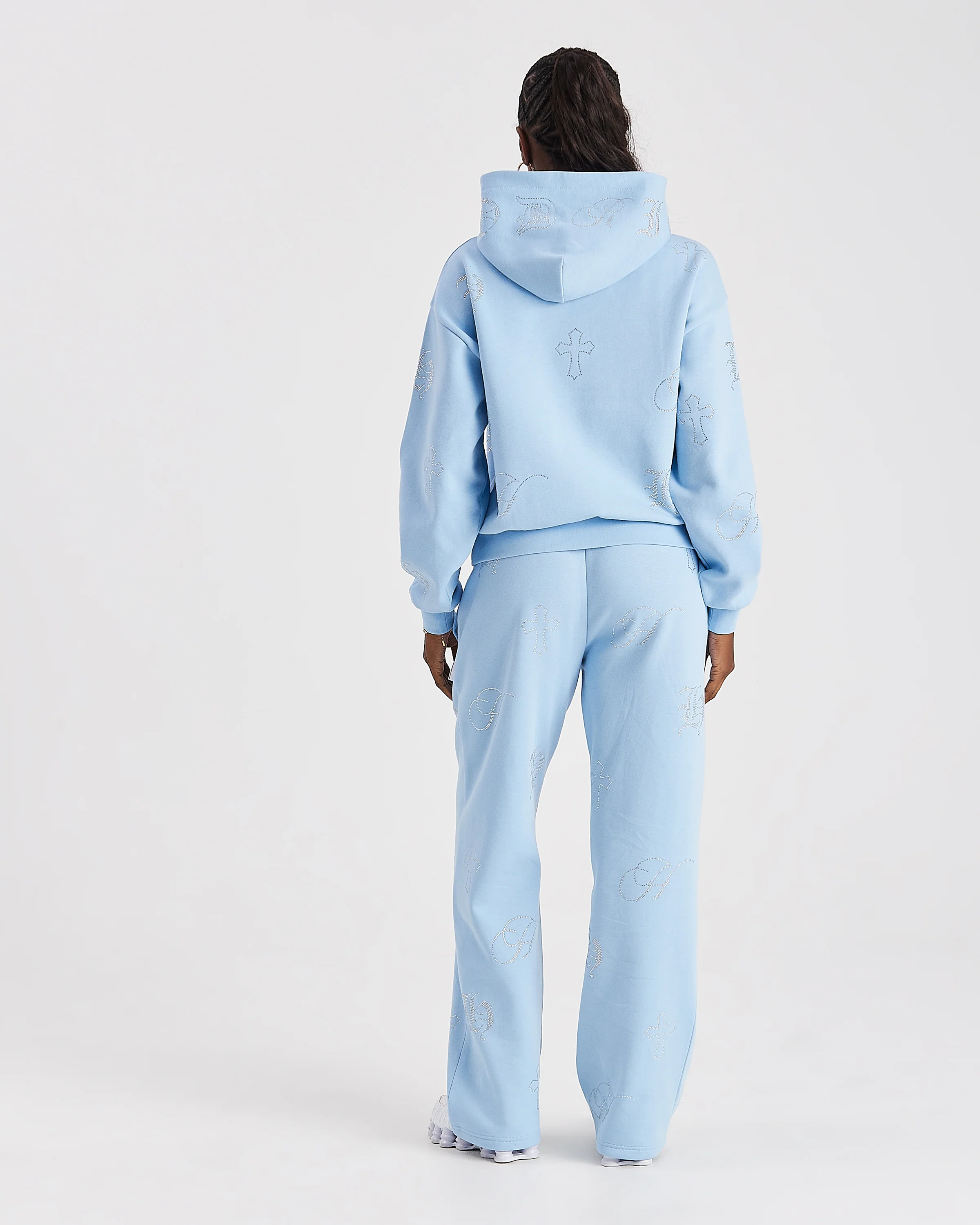 Crystal Wide Leg Jogger - Light Blue/Rhinestone - Image 6