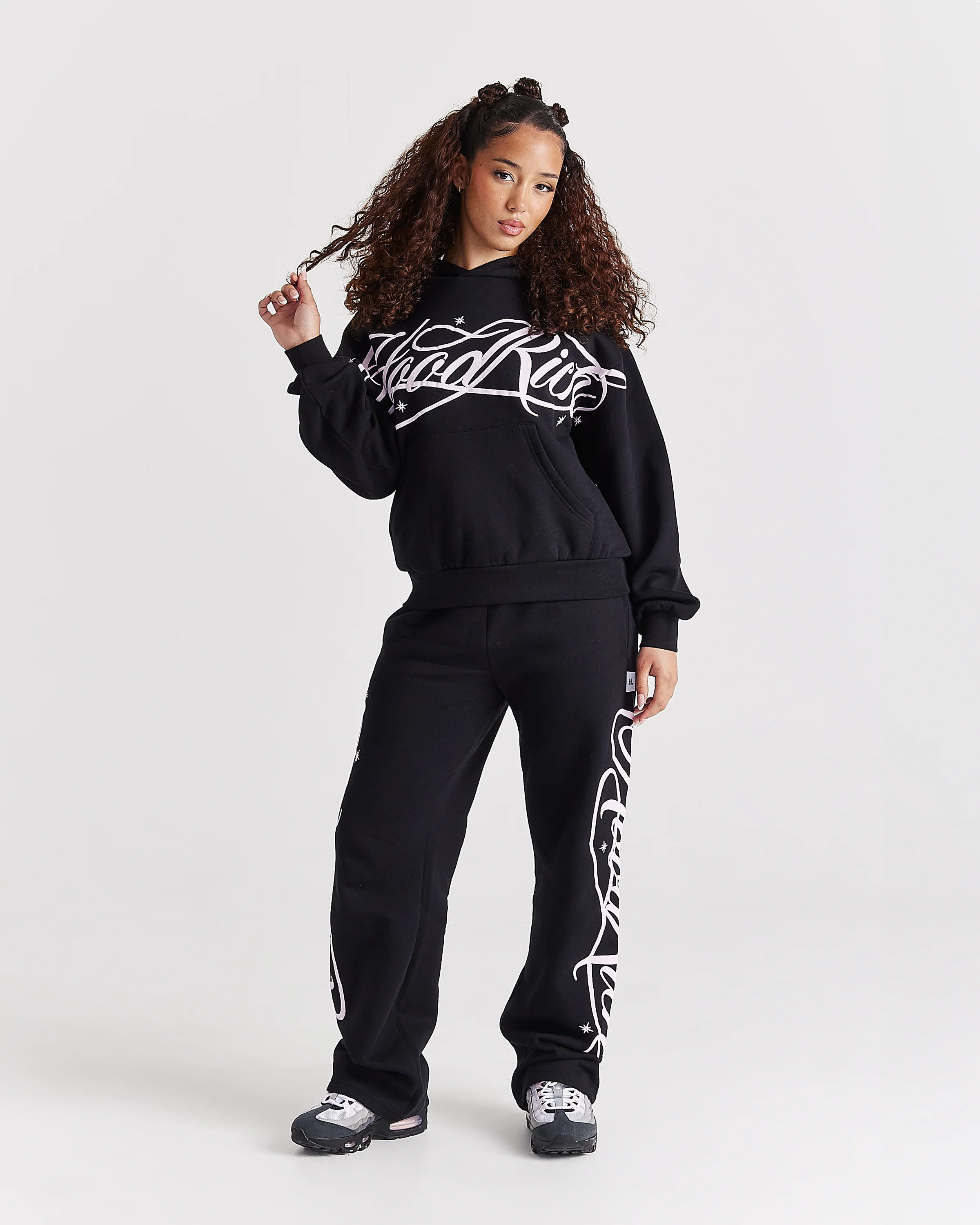 Solace Wide Leg Joggers - Black/Pink - Image 2