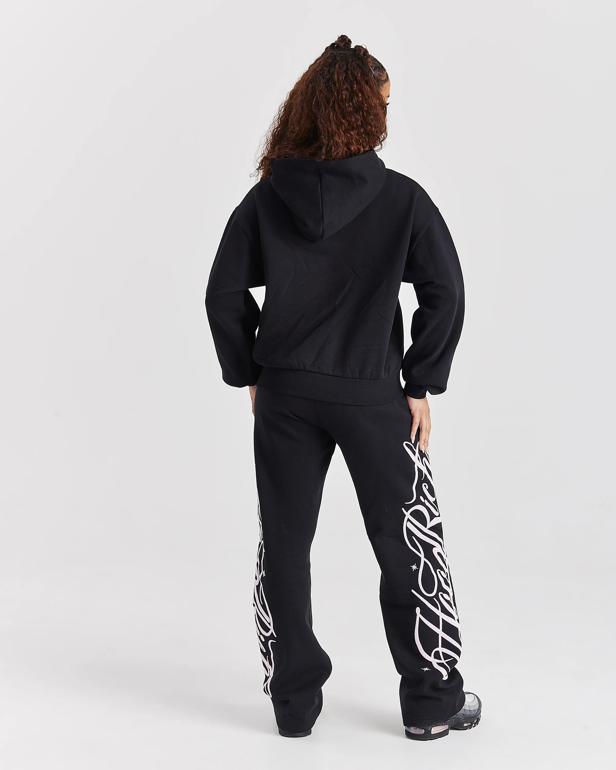 Solace Wide Leg Joggers - Black/Pink - Image 4