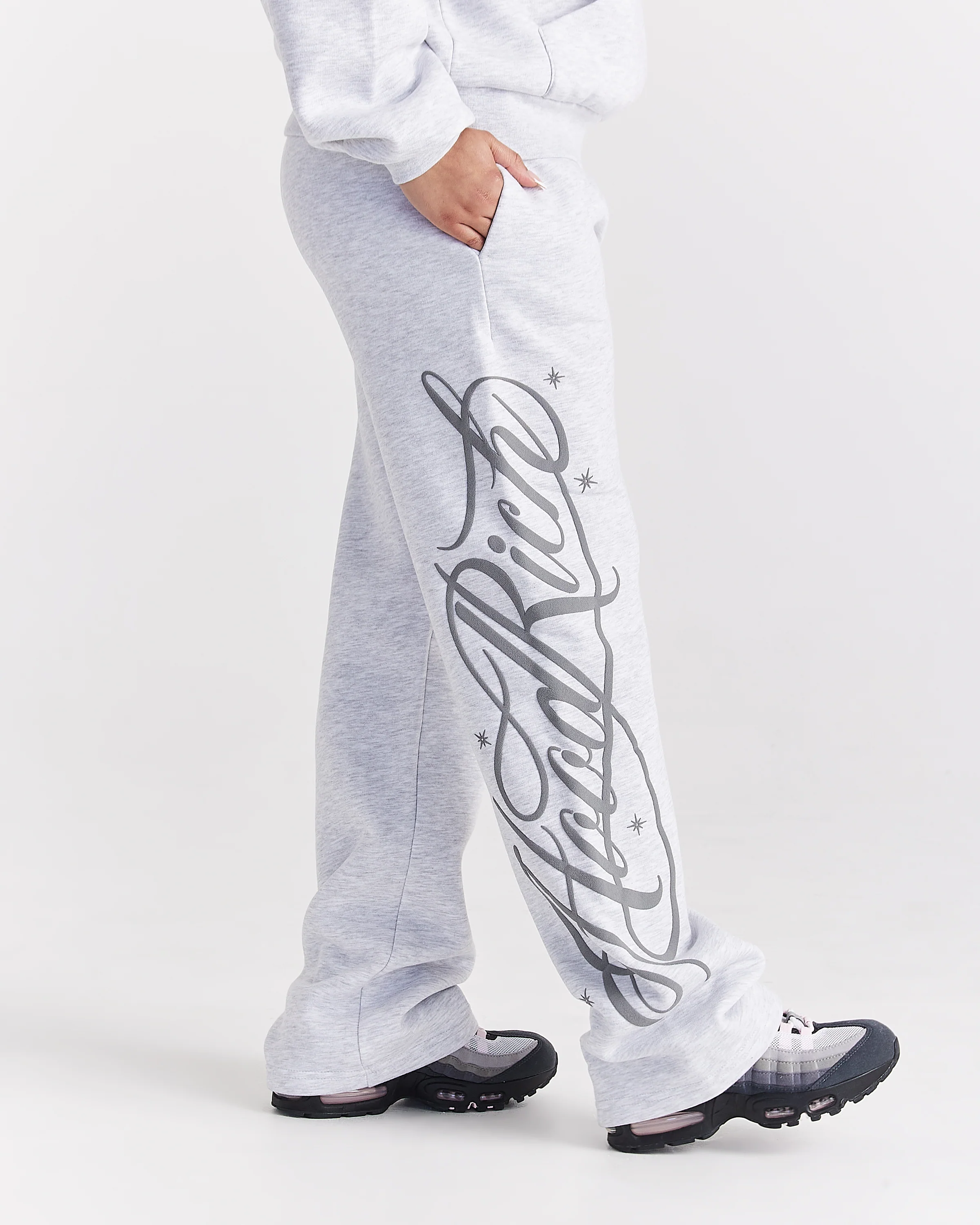 Solace Wide Leg Joggers - Light Grey - Image 4